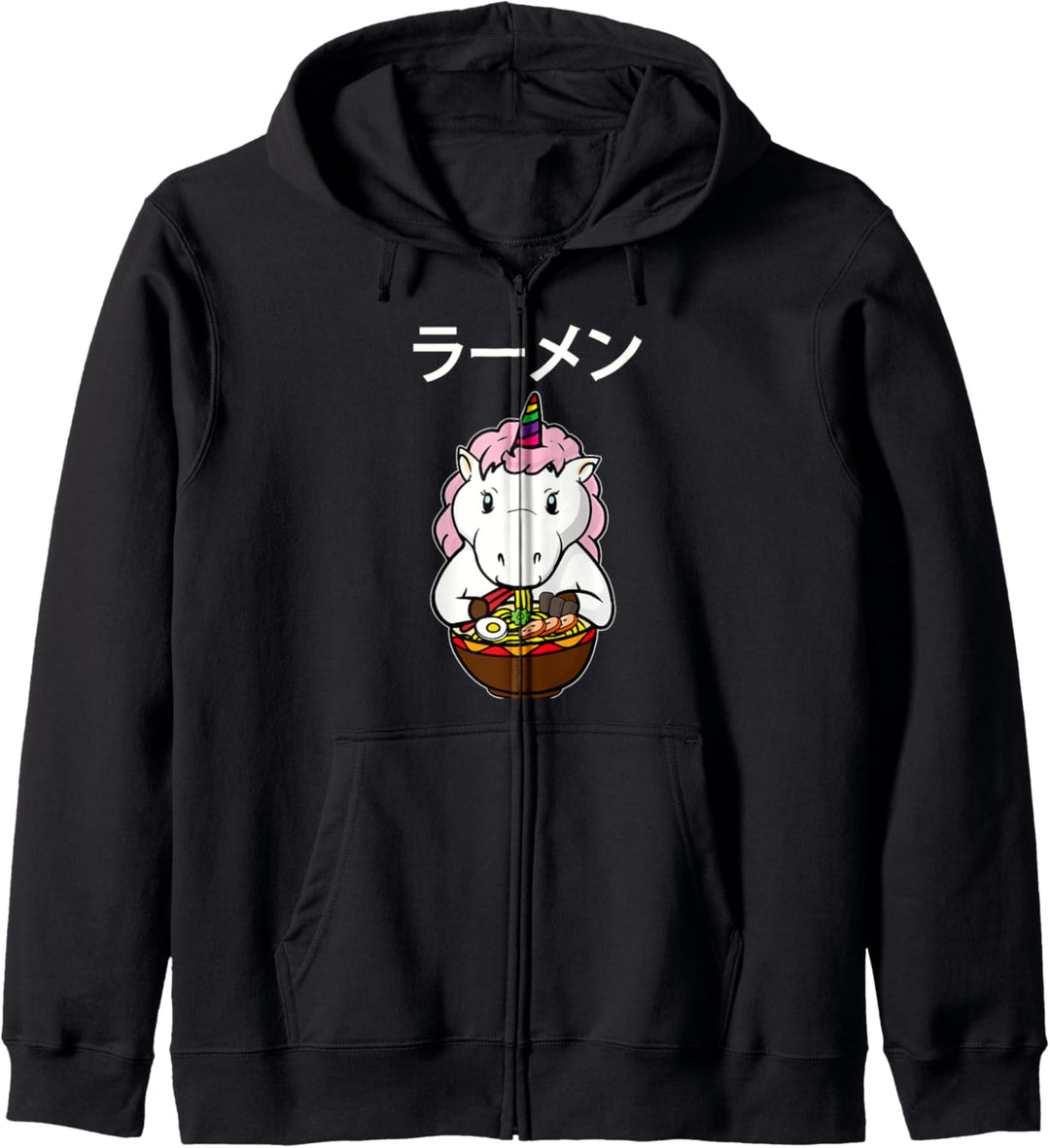 Japanische Kawaii Anime Baby Einhorn essen Ramen Nudelschale Kapuzenjacke