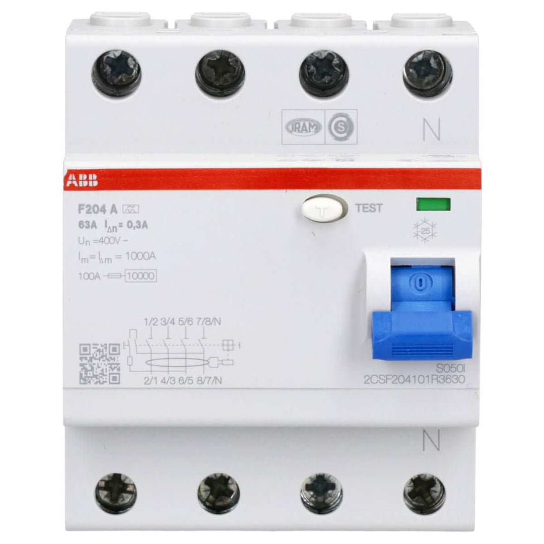 ABB F200 RCCB, 4-polig, 63A, 300mA Typ A 230V ac Single, Single
