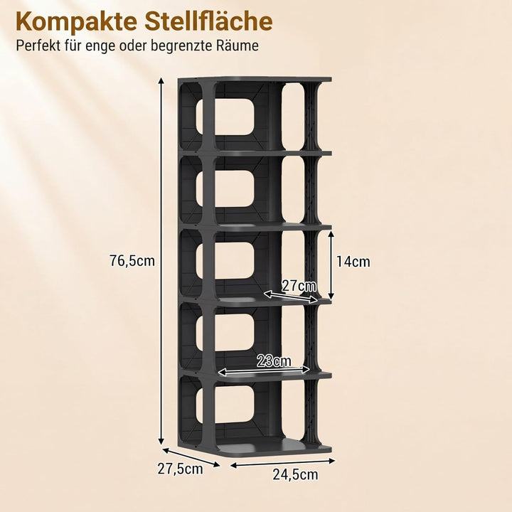 COSTWAY stapelbares Schuhregal schmal, vertikaler Schuhorganizer, freistehende Schuhablage Kunststof