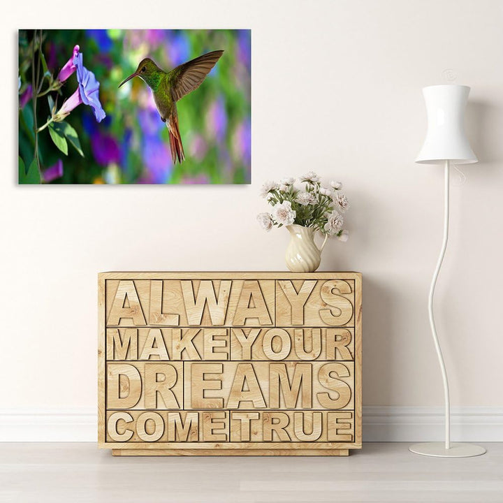 Feeby Frames, Leinwandbild, Bilder, Wand Bild, Wandbilder, Kunstdruck 50x70cm, VOGEL, KOLIBRI, TIERE