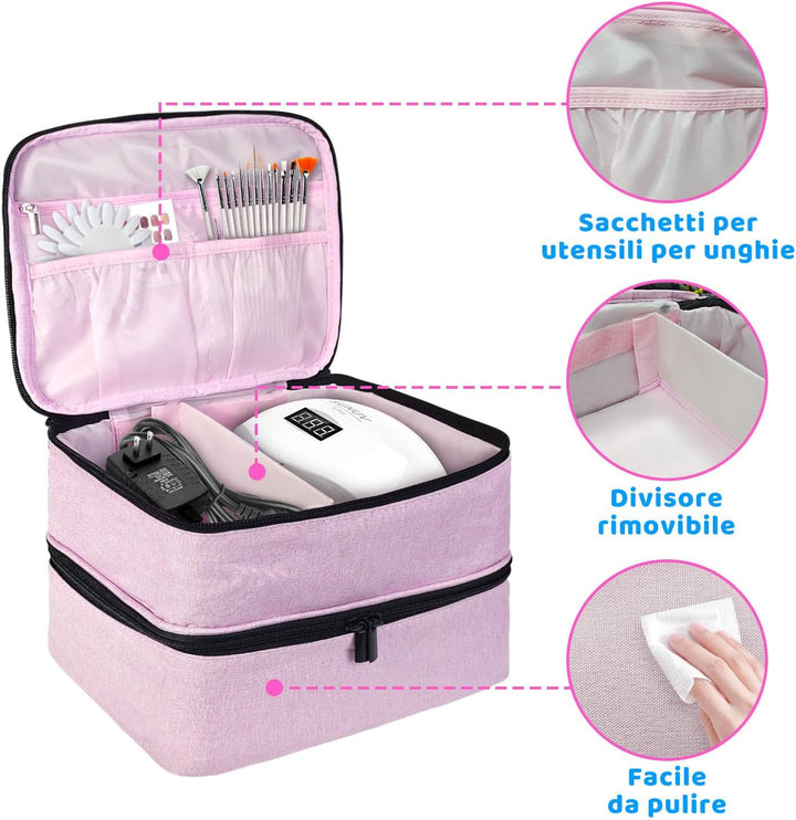 Nagellack Organizer Tasche, Doppelschicht Nagellack Aufbewahrung Box, Organizer Koffer für Nageldesi
