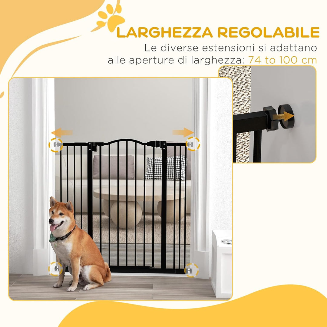 PawHut Hundegitter mit 4 verstellbaren Schrauben und Klebeband, Sicherheitsgitter aus Metall und Kun