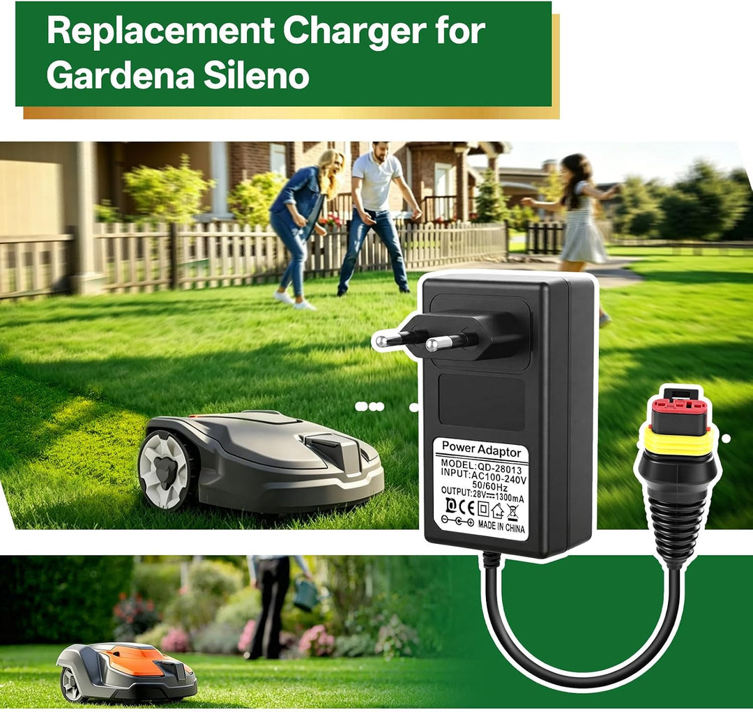 28 V 1,3A Adapter Rasenmäher Netzteil, Kompatibel mit Husqvarna Automower 105, 310, 315, 315X Mährob