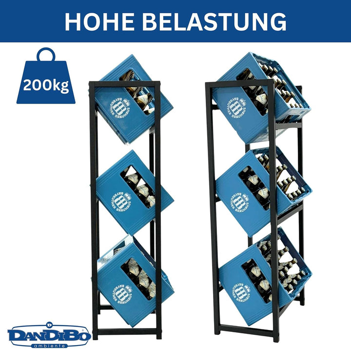 DanDiBo Getränkekistenregal 3 Kisten Schmal Metall Stehend 96599 Kistenregal Getränkekistenhalter 47
