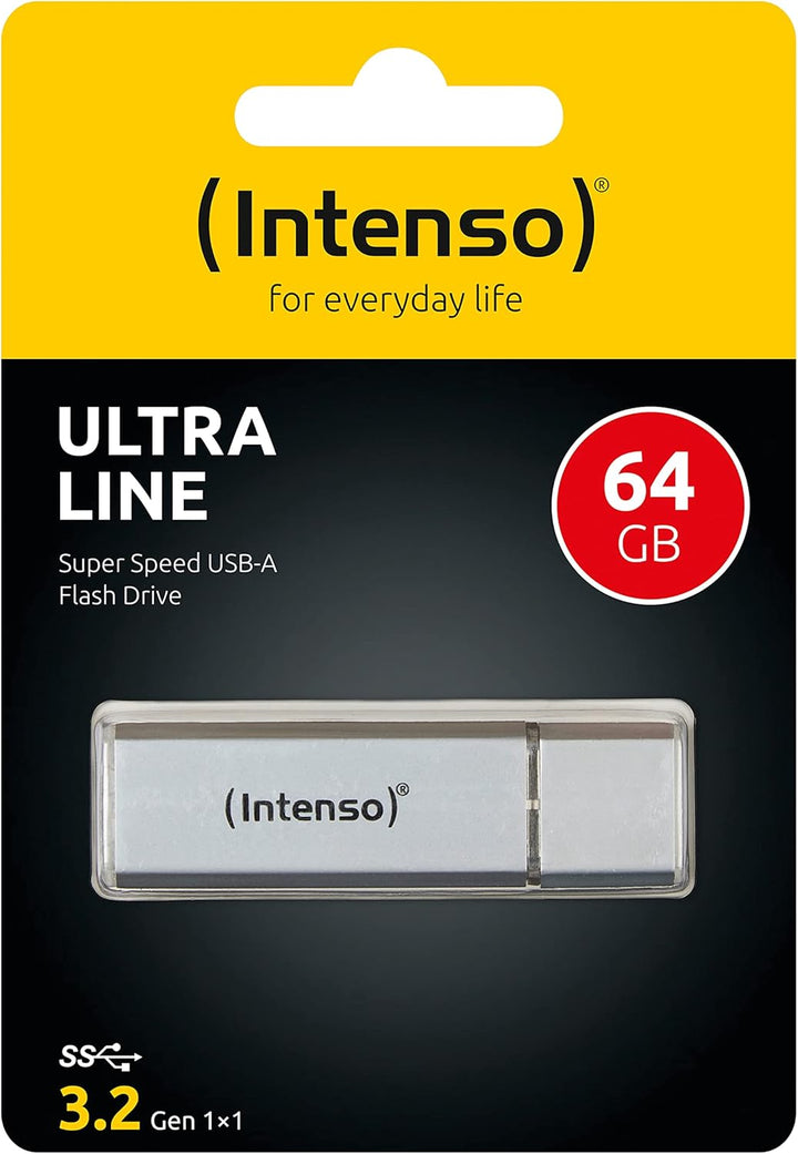 Intenso Ultra Line, 64GB Speicherstick, USB 3.2 Gen 1x1, Silber (Packung mit 2) 64GB - USB 3.2 (Pack