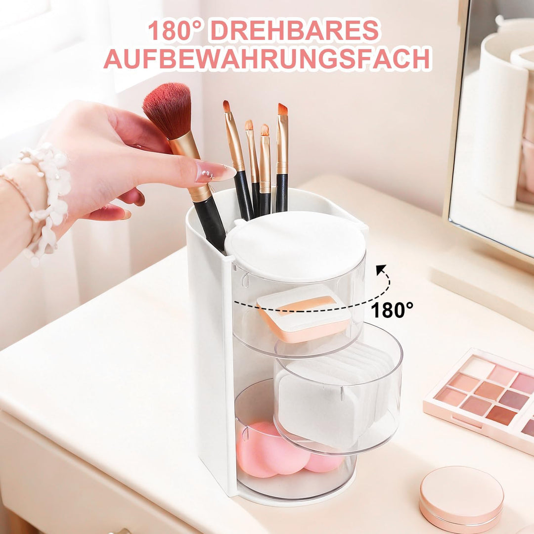 Schminktisch Organizer Haargummi Aufbewahrung 180°Dreh Kosmetik Organizer Schmuck 2Stk 3 Lagig Make