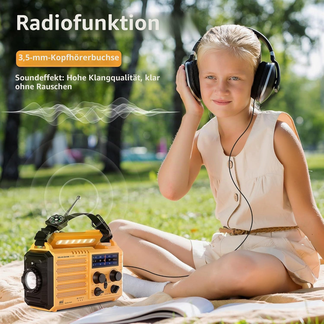 Tragbare Solar Radio, Notfall Radio mit Kurbel, Dynamo Wetter AM/FM/SW Radio,4000mAh Wiederaufladbar