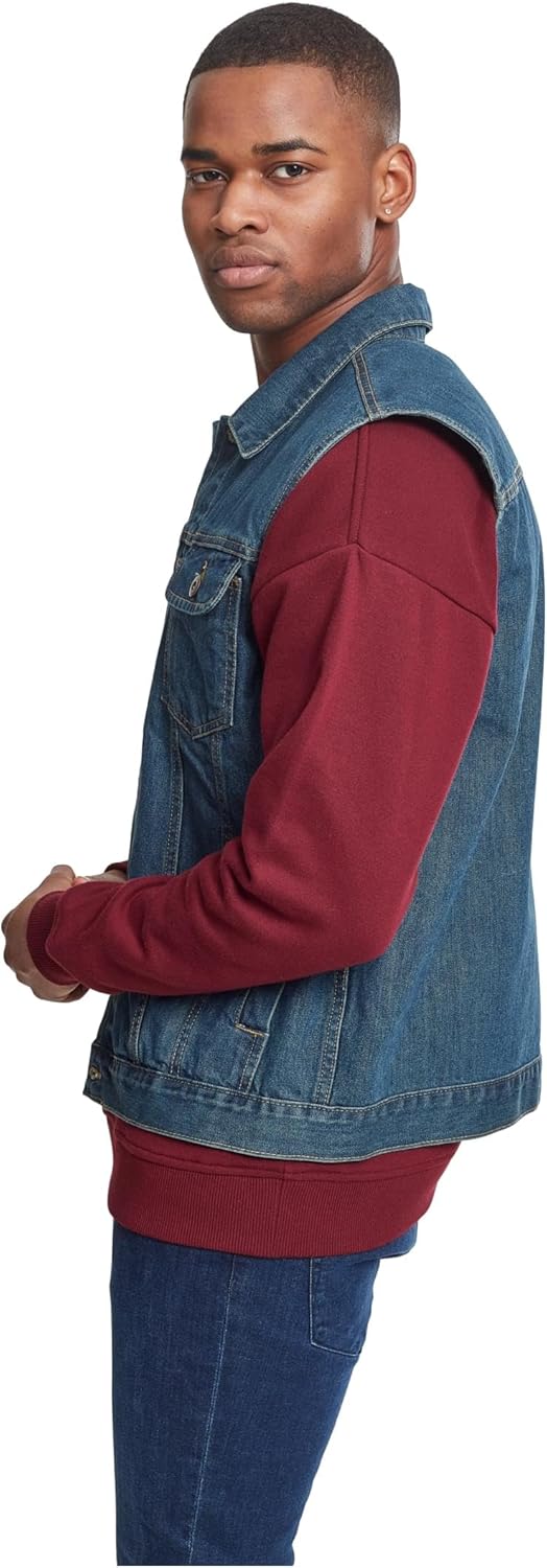 Urban Classics Herren Denim Vest, Männer Jeansweste, erhältlich in vielen verschiedenen Farben, Grös