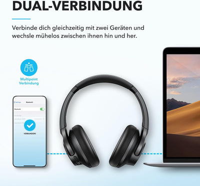 soundcore by Anker Q20i kabelloser Bluetooth Over-Ear-Kopfhörer mit Hybrid Active Noise Cancelling,