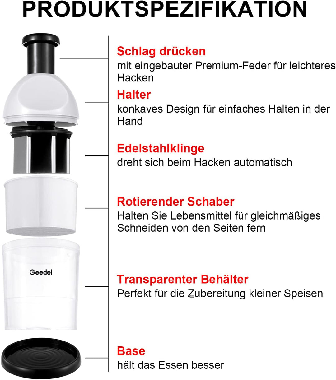 Manuelle Zerkleinerer, Knoblauch Zwiebelschneider Slap Chopper für Küche, Leicht Zu Reinigender Gemü
