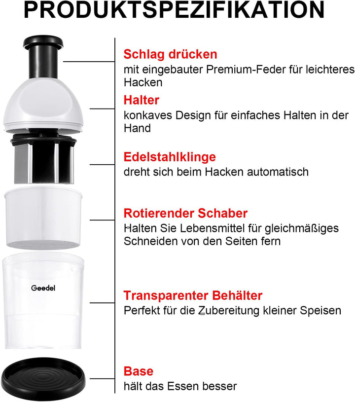 Manuelle Zerkleinerer, Knoblauch Zwiebelschneider Slap Chopper für Küche, Leicht Zu Reinigender Gemü