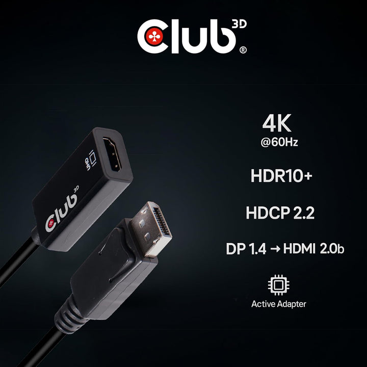 Club 3D CAC-1080 DisplayPort 1.4 auf HDMI 2.0a HDR Aktiver schwarz
