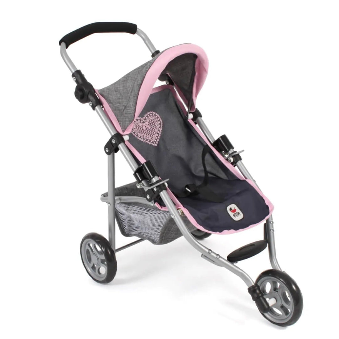 Bayer Chic 2000 - Puppenbuggy Lola, Jogging-Buggy, Puppenjogger, Puppenwagen, Melange grau, Navy, 61