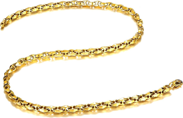 Unique Astro Snake Herren-Halskette Wolfram goldfarben 56 cm, Ohne Edelstein