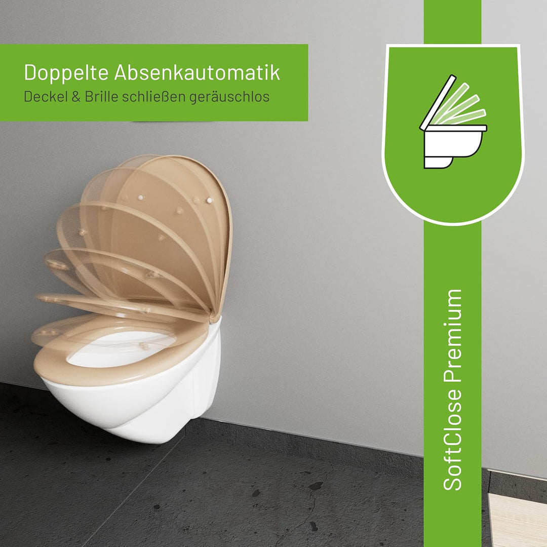 LUVETT® WC-Sitz mit Absenkautomatik C100 oval universell, Toilettendeckel mit 3 Edelstahl Montagelös