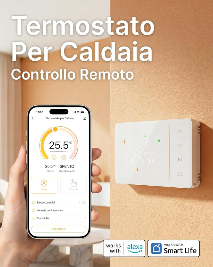 WiFi 6 Thermostat Batterie für Gasboiler 2.4GHz, programmierbar, Trockenkontakt, Box 502-503, kompat