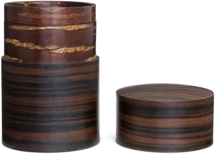 Denshiro - japanische Teedose rund 150g losen Tee, Obizutsu Ebony, braun, Eben-Holz und Kirschbaum-R
