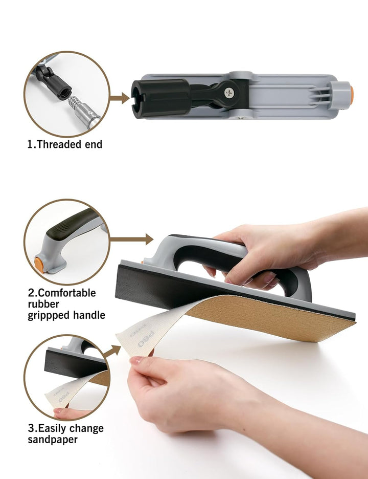 ROLLINGDOG Rechteckiger Wandschleifer aus Kunststoff mit Innengewinde, 6 Stück Oxid-Maschen-Schleifp