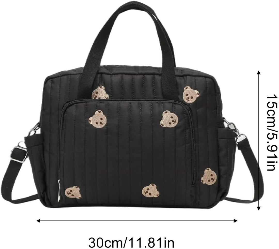 Generisch Wickeltasche für Kita Niedlicher Bärenstickerei-Windelbeutel Mit Schwarz, Schwarz