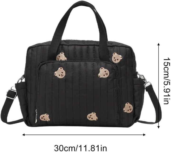 Generisch Wickeltasche für Kita Niedlicher Bärenstickerei-Windelbeutel Mit Schwarz, Schwarz