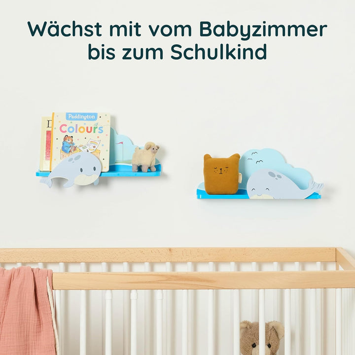 Twig &amp; Leaf Wandregal Kinderzimmer 2er Set aus Massivholz, Schweberegal Holz für Bücher &amp; Spielzeug,