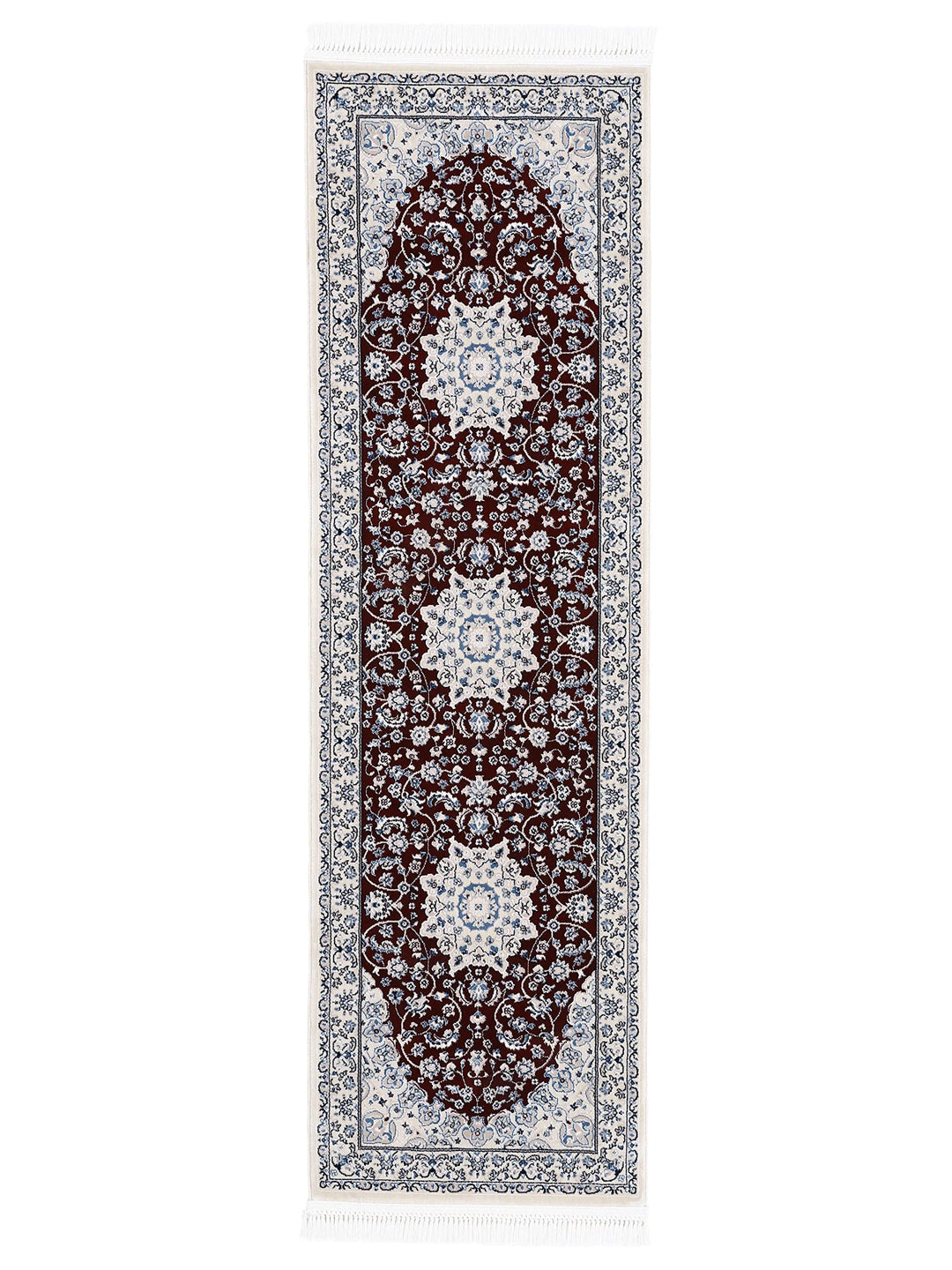 carpetfine Orientteppich Nain Diane Rot 75x200 cm Läufer | Tradtioneller Teppich für Schlaf- und Woh