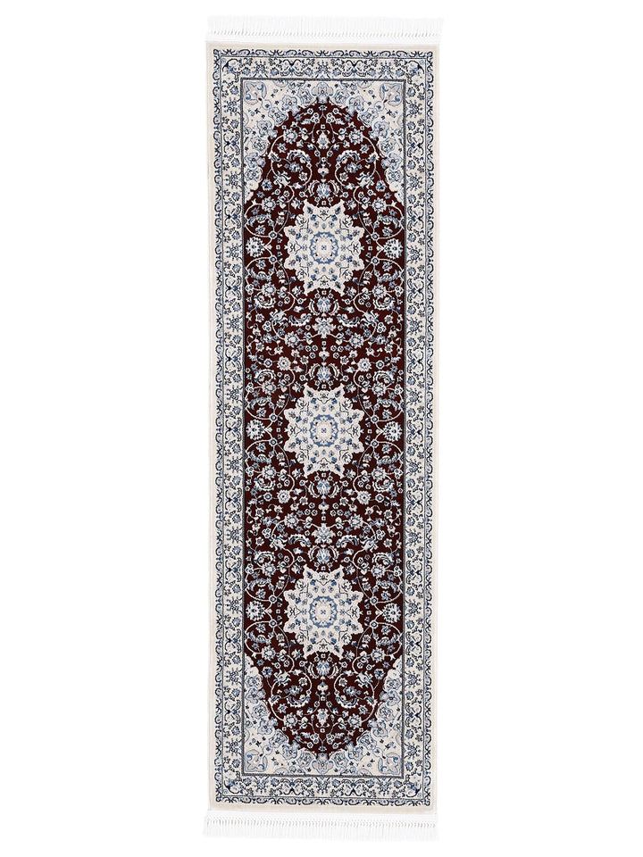 carpetfine Orientteppich Nain Diane Rot 60x180 cm Läufer | Tradtioneller Teppich für Schlaf- und Woh