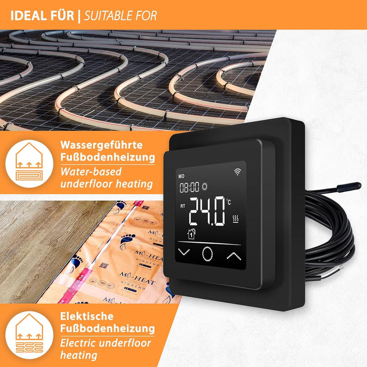 Mi-Heat Mi-750 Raumthermostat WLAN schwarz - Tuya Smart App Alexa Google Home - wassergeführte und e