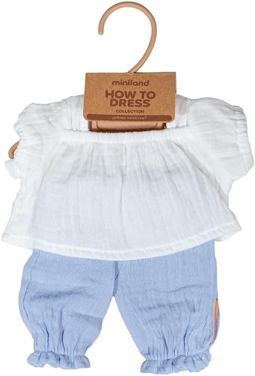 Miniland - Kleidung für 38 cm Puppe, Bekleidungszubehör für Puppen, Sommer-Bluse und Hose