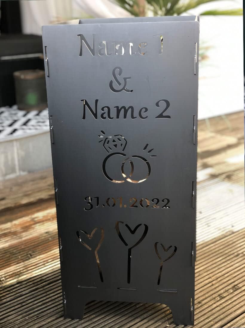 EXTRAVAGANT® Feuertonne Hochzeit Hochzeitsgeschenk PERSONALISIERT Namen Brautpaar Geschenk individue