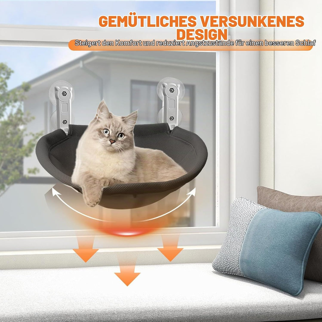 Homegroove Katzenfenster-Sitzplatz, 45 x 30 Zentimeter Faltbare Katzenhängematte für Fenster mit sta
