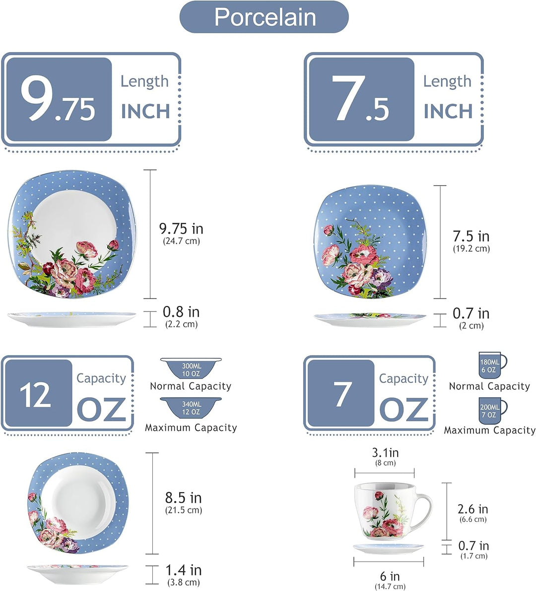 VEWEET 30-teilig Porzellan Tafelservice, Serie &