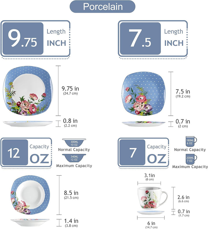 VEWEET 30-teilig Porzellan Tafelservice, Serie &