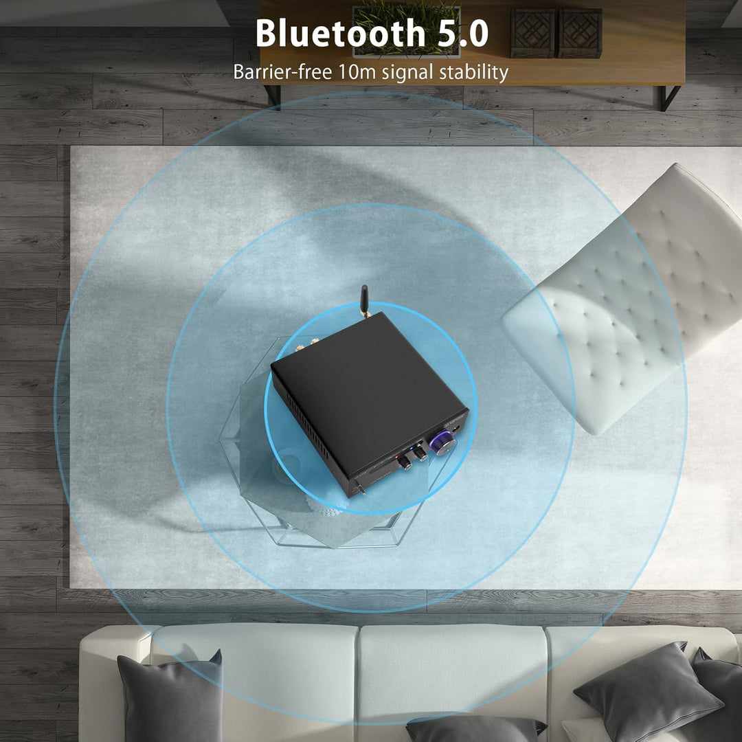 Bluetooth Verstärker 5.0 HiFi Stereo Verstärker Receiver 2.0-Kanal 2x100W TPA3116 Klasse D Mini Vers