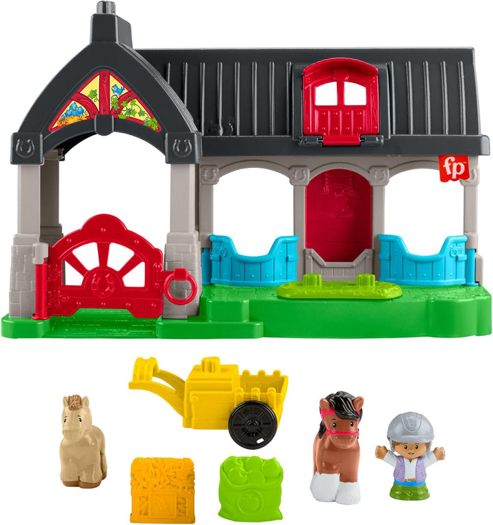 Fisher-Price Little People Spielzeug für Kleinkinder, Spielset Niedlicher Pferdestall mit Geräuschen