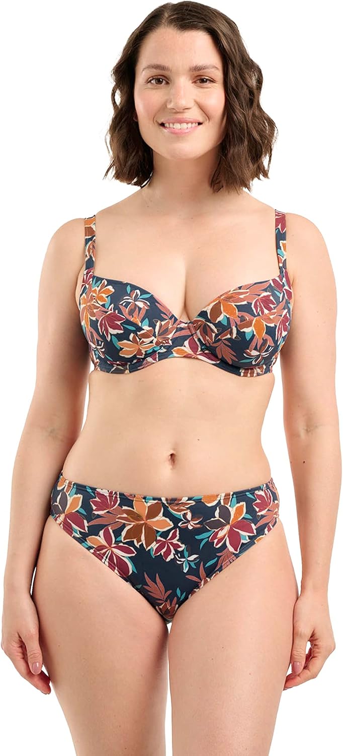 Sans Complexe Damen Staytation Badeanzug Top mit Bügel, Floral Print Blue