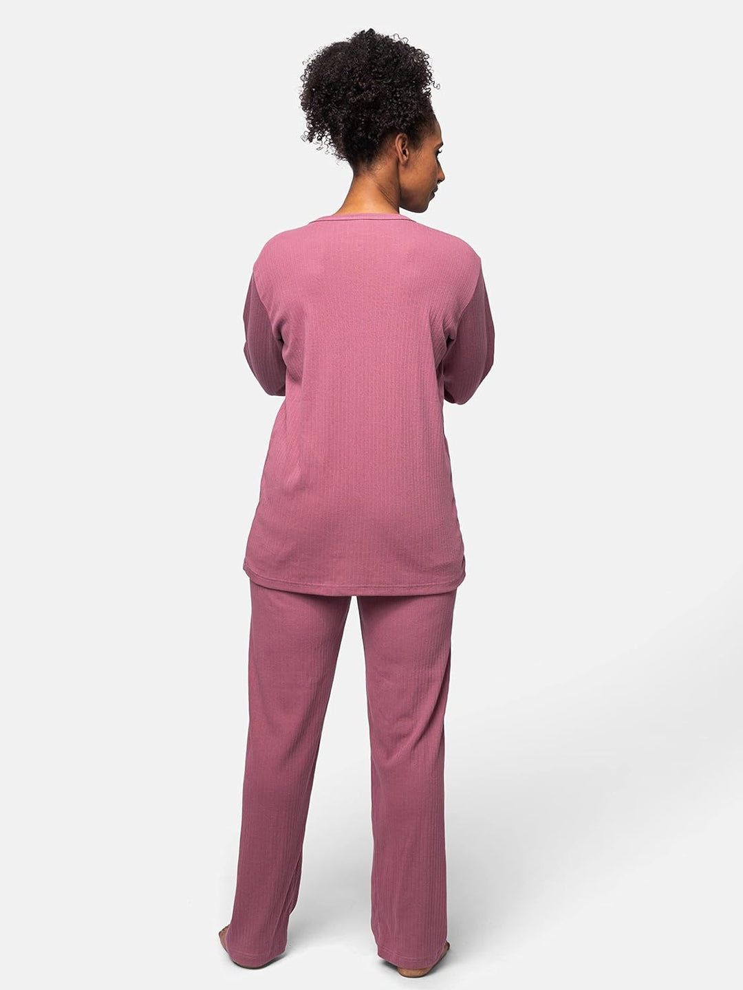 greenjama Damen Langarm-Shirt aus Derby-Rib, GOTS-Zertifiziert Pyjamaoberteil 38 Grape, 38 Grape