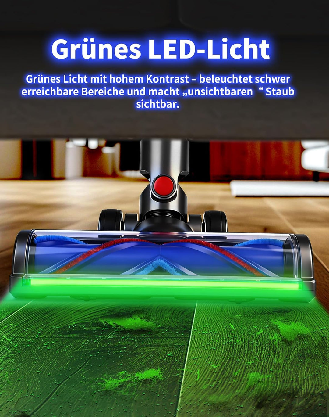 Bürste für Dyson V12 Detect Slim & V10 Digital Slim, Anti-Tangle Bodenbürste mit grünem LED-Licht, E