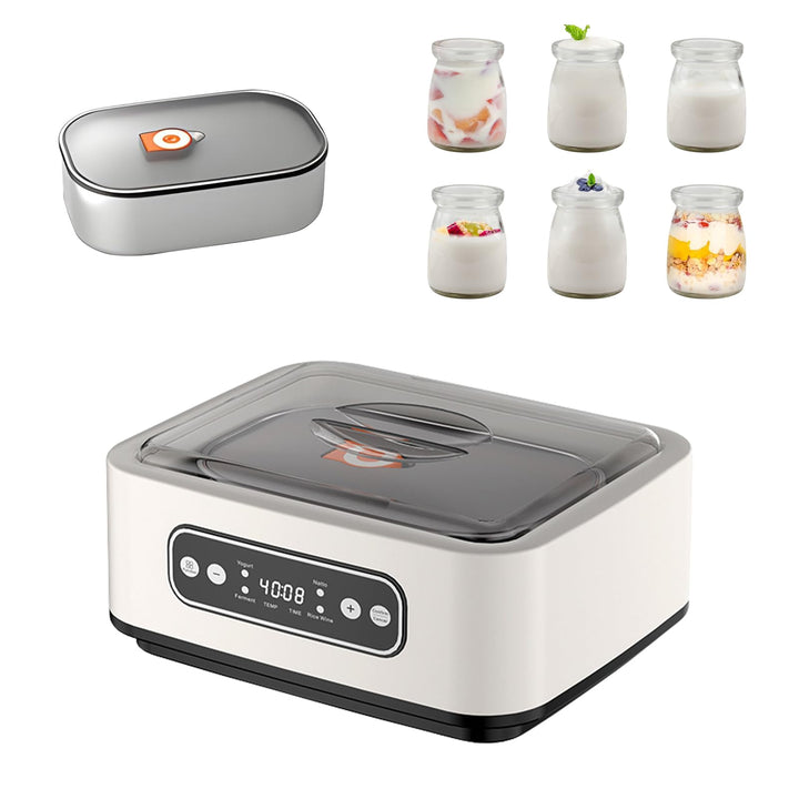 Joghurtbereiter, Joghurtmaschine inkl. 6 Glasbehälter à 100 ml für bis 1,6L selbstgemachten Joghurt,