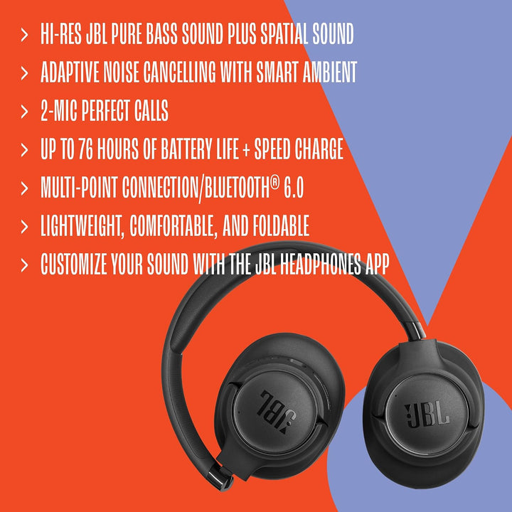 Der kabellose Over-Ear-Kopfhörer JBL Tune 780NC mit adaptivem Noise-Cancelling mit Pure Bass Sound u