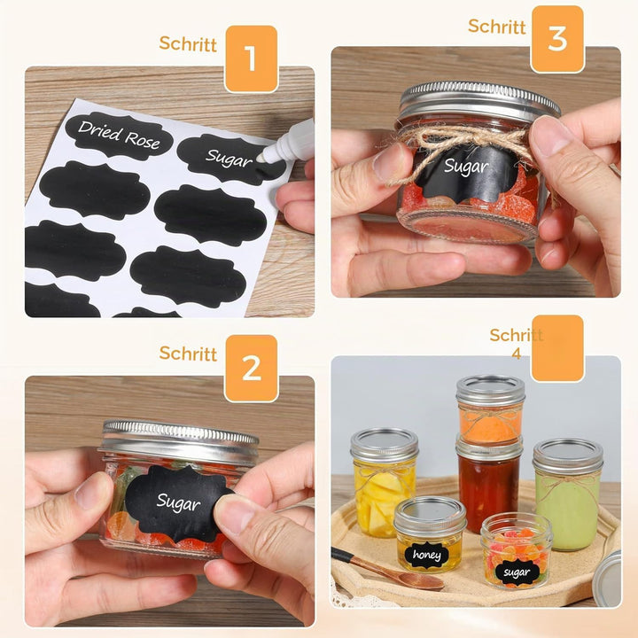 ComSaf 120ml Einmachgläser mit Schraubdeckel und Aufkleber Marmeladengläser 8er, Kleine Einmachgläse
