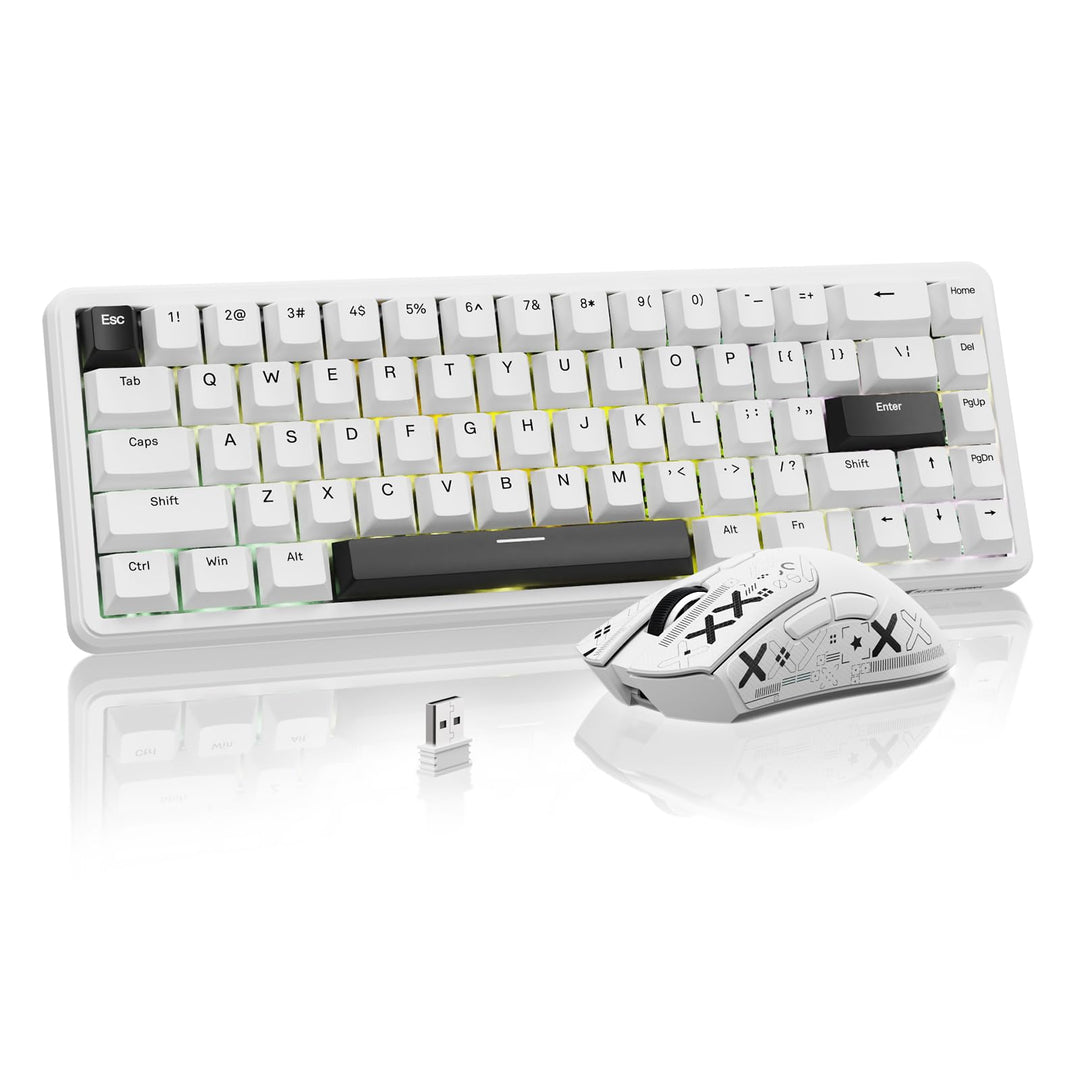 ATTACK SHARK Gaming-Tastatur &amp; -Maus-Set, X65 HE Kabelgebundene Magnettastatur und R1 Kabellose 59g
