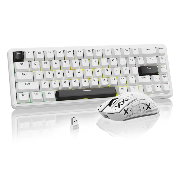 ATTACK SHARK Gaming-Tastatur &amp; -Maus-Set, X65 HE Kabelgebundene Magnettastatur und R1 Kabellose 59g