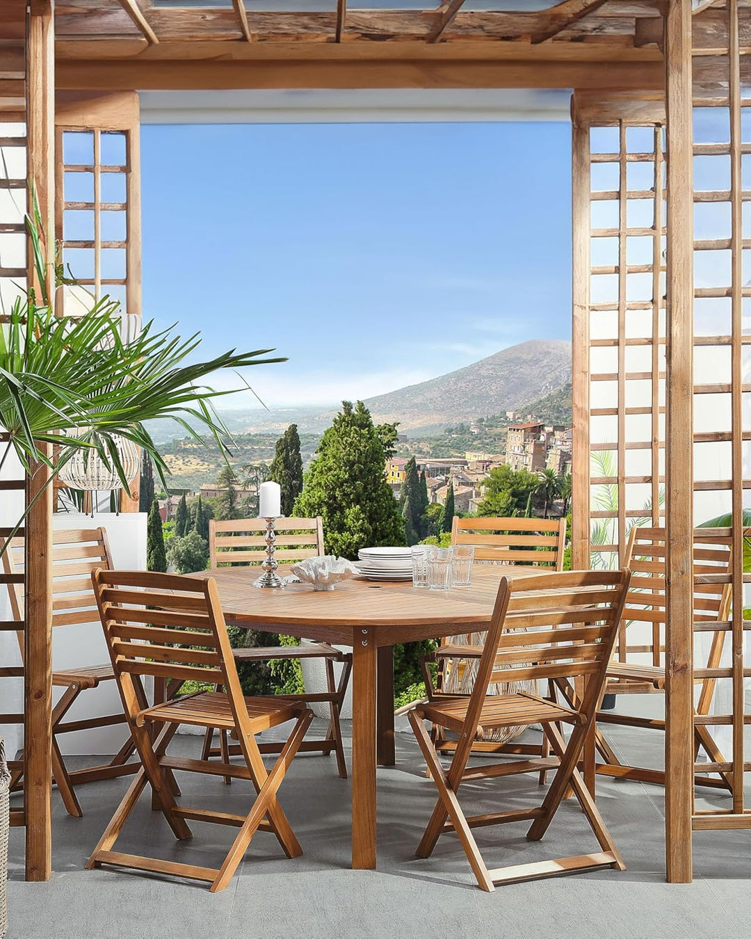 Gartenstuhl im 6er Set hellbraun Akazienholz Klappbar Tolve