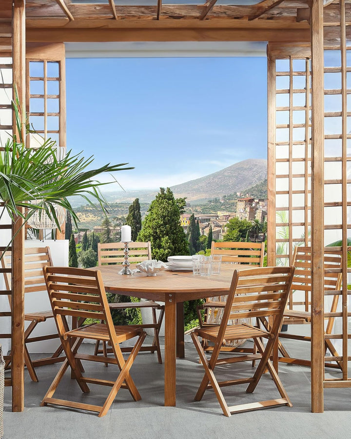 Gartenstuhl im 6er Set hellbraun Akazienholz Klappbar Tolve