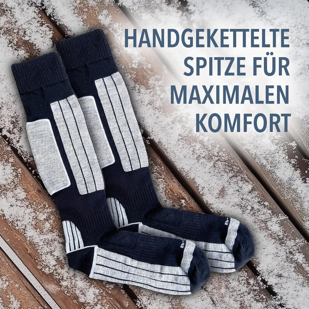 GAWILO Herren Skisocken mit Polsterung (4er-Pack) 20% wärmende Wolle 43-46 Schwarz, 43-46 Schwarz