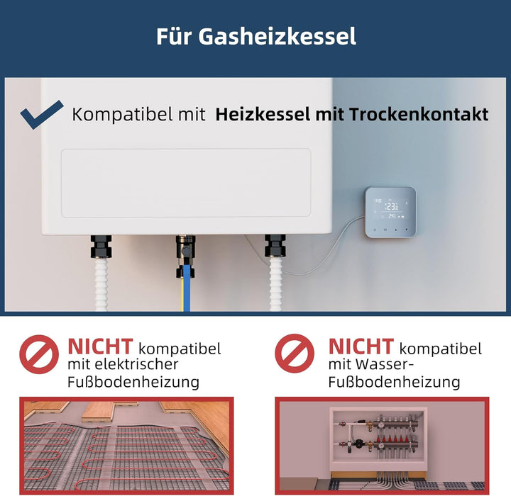 Beok Thermostat Heizung Digital, Programmierbarer Raumthermostat für Steuerung des Gaskessel und Was