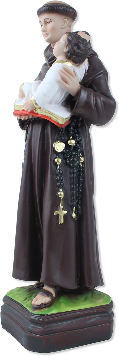Religiose Statue St. Antonius von Padova aus Kunstharz, Höhe 30 cm, handbemalt.