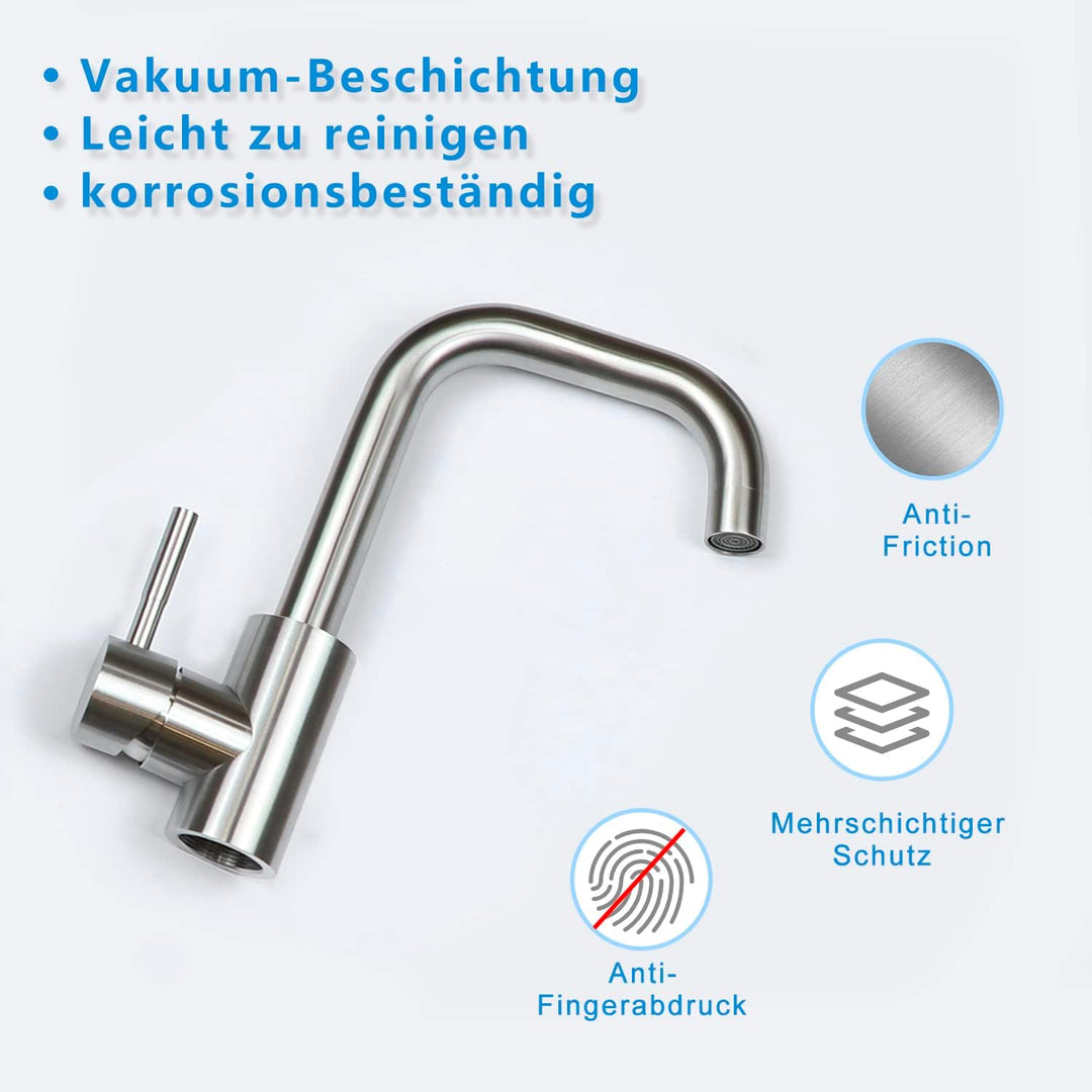 Mursche Wasserhahn Bad Waschtischarmatur Waschbecken - Armatur Edelstahl Gebürstet Mischbatterie War