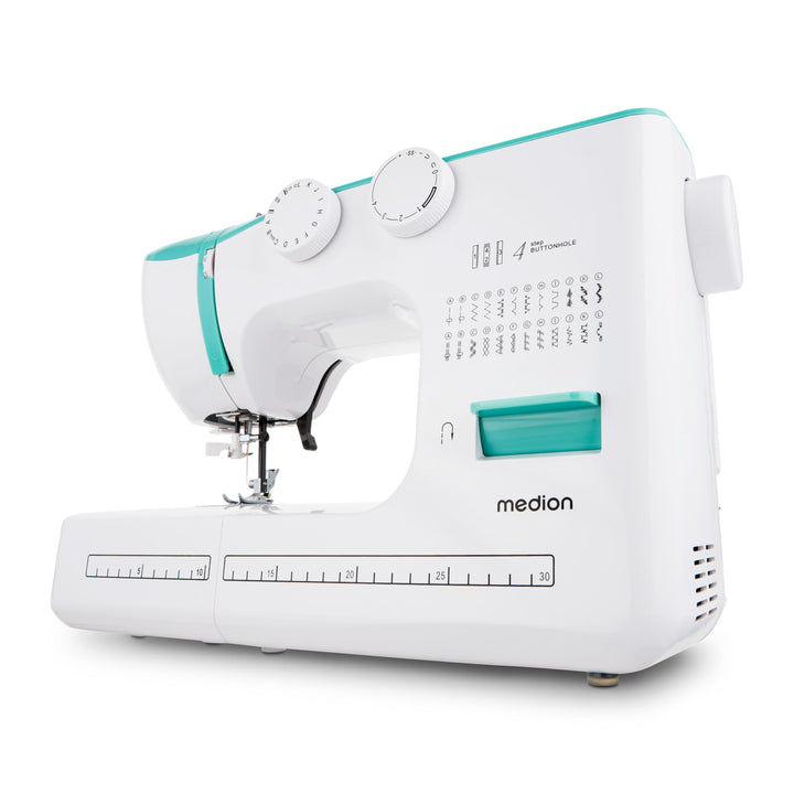 MEDION Freiarm-Nähmaschine SM60 (60 Watt, 60 verschiedene Stichmuster mit Knopflöchern, LED Nählicht